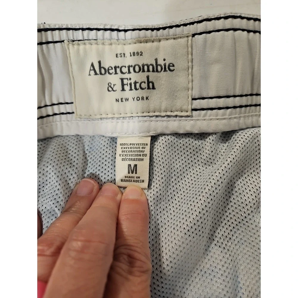 Abercombie & Fitch‎ Navy/White Swim Trunks Mens Medium Lined Cargo Floral (1512